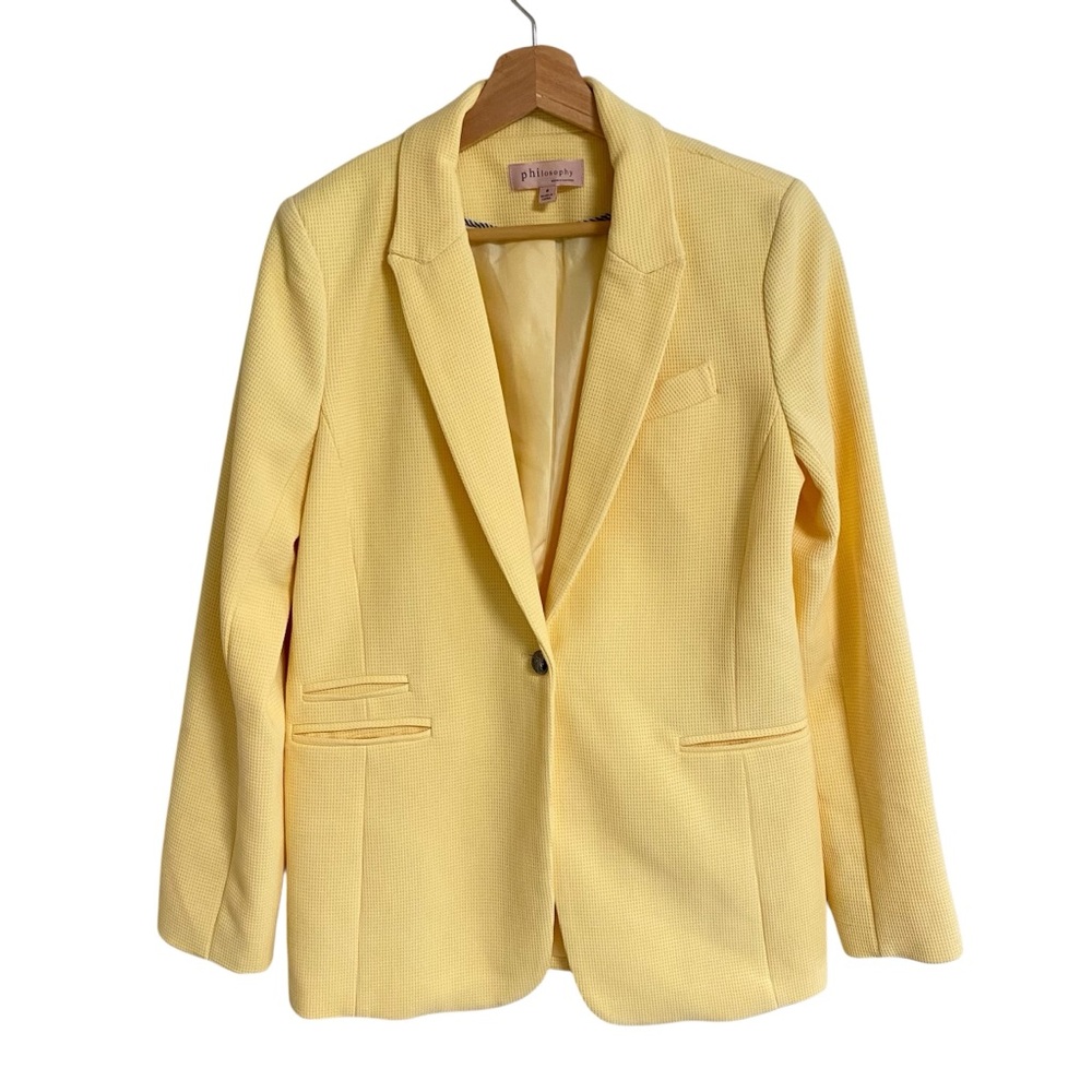 Philosophy Yellow Single Button Textured Tailored… - image 1